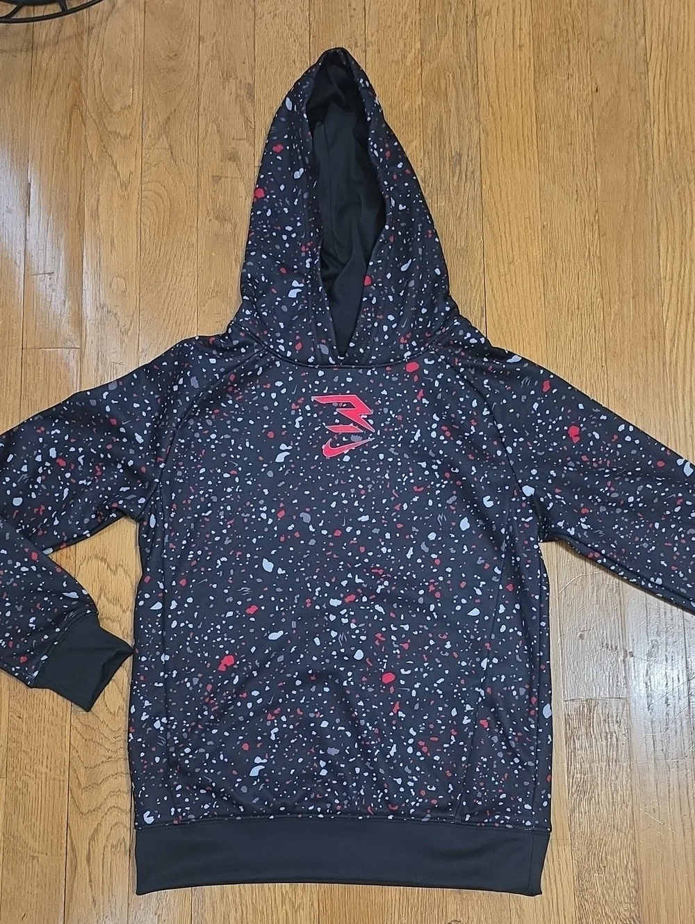 NIKE BRAND SIGNATURE BOY'S BLACK SPECKLED PULLOVER HOODIE SIZE SMALL